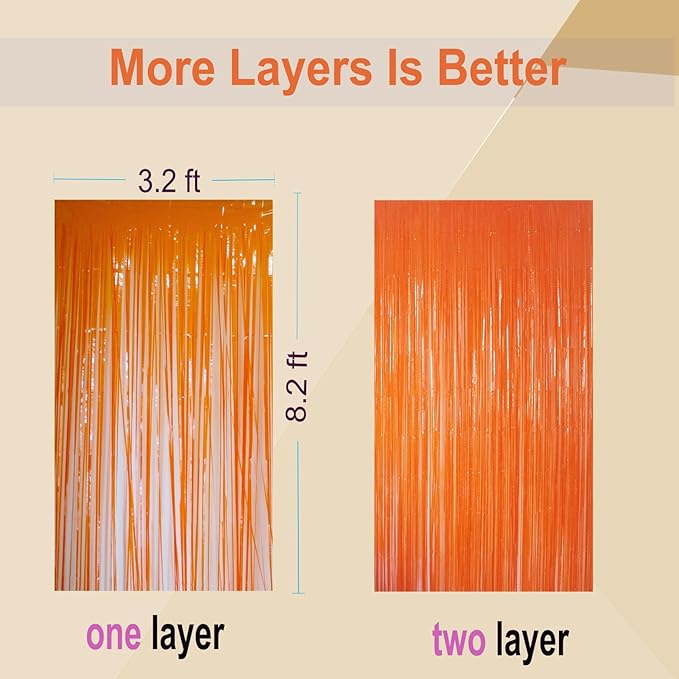 4Pack Orange Birthday Party Decorations, Orange Foil Fringe Backdrop Curtains Streamers for Birthday Party Decorations