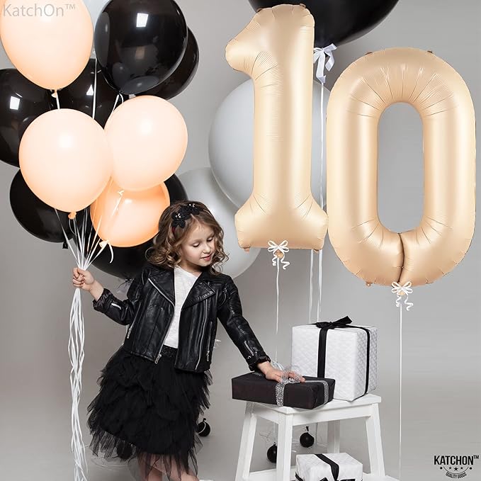 KatchOn, Gaint Caramel 0 Balloon Number - 40 Inch | Retro Apricot Number Balloons | Zero Balloon for Neutral Party Decorations | Balloons 0 Number for Blush Party Decorations