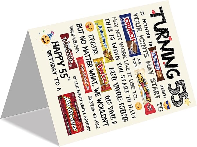Funny 55th Birthday Card for Women Men, Happy 55th Birthday Gifts Him Her, Unique 55th Bday Decorations Ideas for Dad Mom