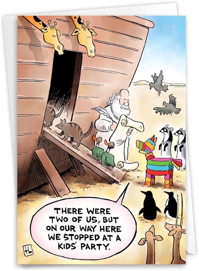 NobleWorks - Funny Birthday Greeting Card with 5 x 7 Inch Envelope (1 Card) Bday Ark Pinata C7951BDG