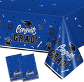 2 Pack Graduation Tablecloth - Congrats Grad Table Cloths, Plastic Disposable Rectangle Blue Class of 2026 Table Cover for Graduation Tables Decorations Party Decor Supplies Favors,108 x 54 Inch