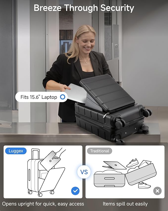 YOETEY Carry On Luggage 22x14x9 Airline Approved, 20" Hardside Suitcase with Front Pocket for Laptop, Lightweight Spinner Luggage with TSA Lock & Matching Tote Bag (3 Piece Sets, White)