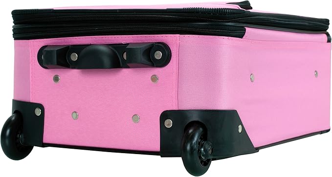 Rockland Fashion Softside 2 Piece Luggage Set, Expandable, (14" Tote/19" Upright), Pink