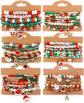 Cooluckday 36 Pcs Holiday Heishi Surfer Bracelets for Women Bulk Easter Mother's Day Christmas St. Patrick's Day Mardi Gras Bracelet Stackable Stretch Friendship Bracelets Set