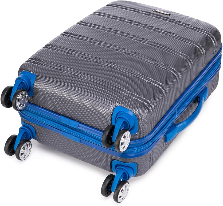Rockland Melbourne Hardside 2 Piece Expandable Spinner Wheel Luggage Set, Carry-On 20" and Tote 14", Grey