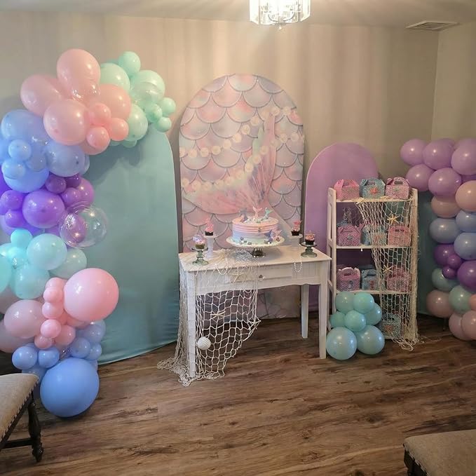 Mermaid Balloons, 60Pcs 12inch Metallic Purple Pink Blue Balloons with Confetti Balloons for Ocean Sea Themed Baby Shower Gender Reveal Birthday Party Decorations