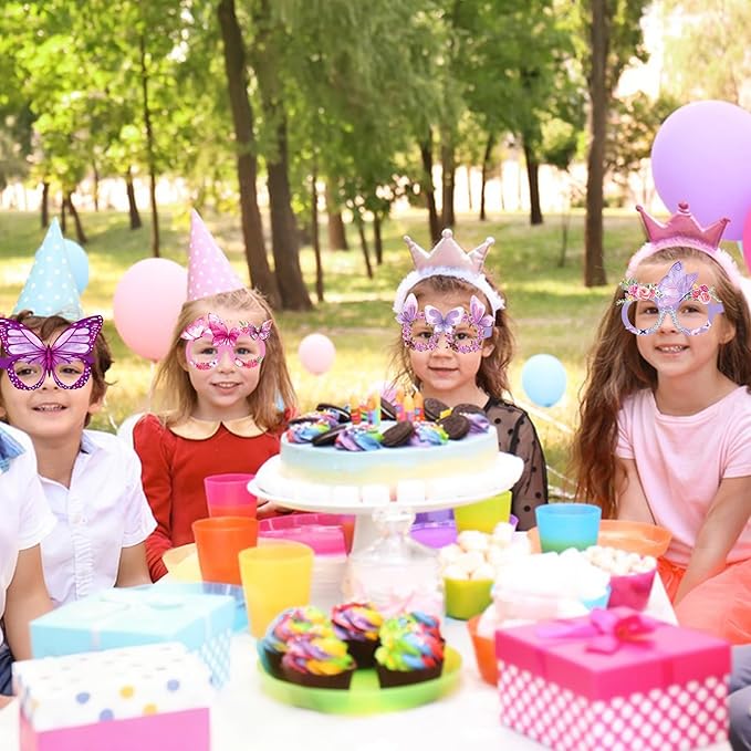 12PCS Butterfly Glasses, Butterfly Birthday Party Paper Eyeglasses Photo Booth Props for Spring Birthday Party Supplies