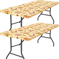 Smiry 2 Pack Rectangle Thanksgiving Table Cloth, Waterproof Elastic Fitted Tablecloths, Washable Polyester Rectangular Patio Table Cover for Autumn Harvest Parties (Pumpkin Sunflower, 30"x72")