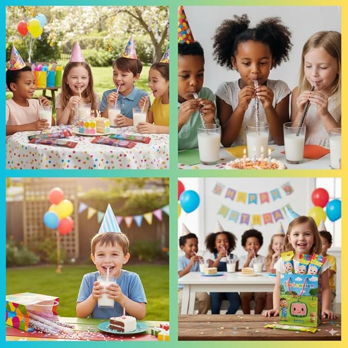 Dippin’ Dots Magically Flavored Milk Straws, Cotton Candy, Cookies 'n Cream, and Banana Split, 6-Pack Party Bundle (30 Count) | Fun Magic Straws for Kids, Drinks & Cereal | | Sweet Party Treats & Favors