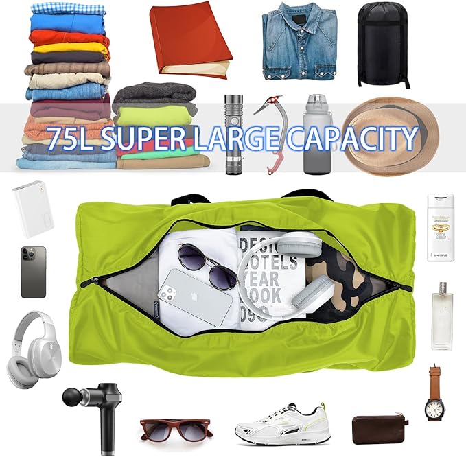 iFARADAY Foldable Duffel Bag 30" / 75L Lightweight with Water Rresistant for Travel-Light Green