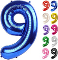 Metallic Blue Number 9 Balloon 40 Inch, 9 Balloon Number, 9th Birthday Decorations, Navy Blue Party Supplies for Boys Girls