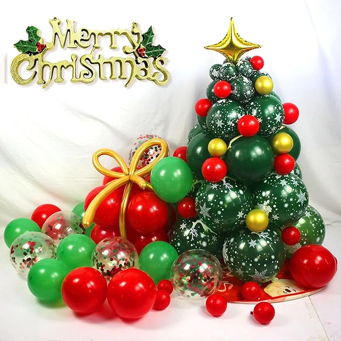 Green Balloons 12 Inch 100 Pack Thicken Latex Green Balloons for Christmas Party Decorations