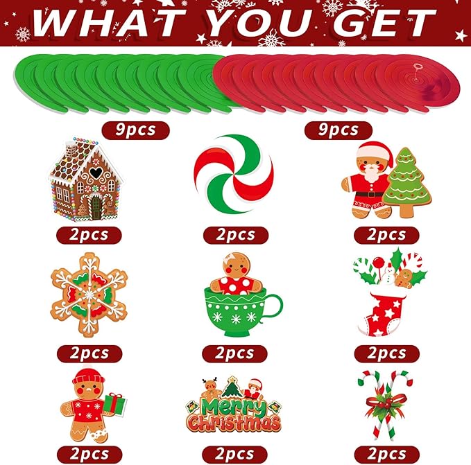 Christmas Decorations Christmas Banner and Gingerbread Hanging Swirls for Xmas Winter Holiday Party Supplies