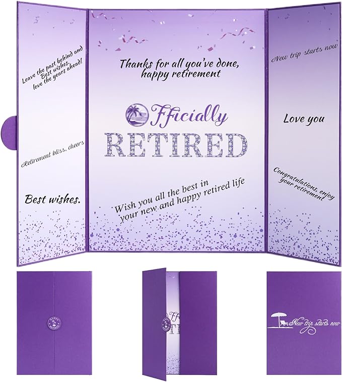 Purple Retirement Party Decorations Large retirement Card for Signing Giant Guest Book Alternative Happy Retirement Card for Woman/Men