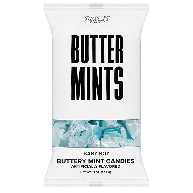 Candy Envy - Baby Boy Buttermints - 13 oz. Bag - 100 Individually Wrapped Candy Mints - Baby Shower Favors