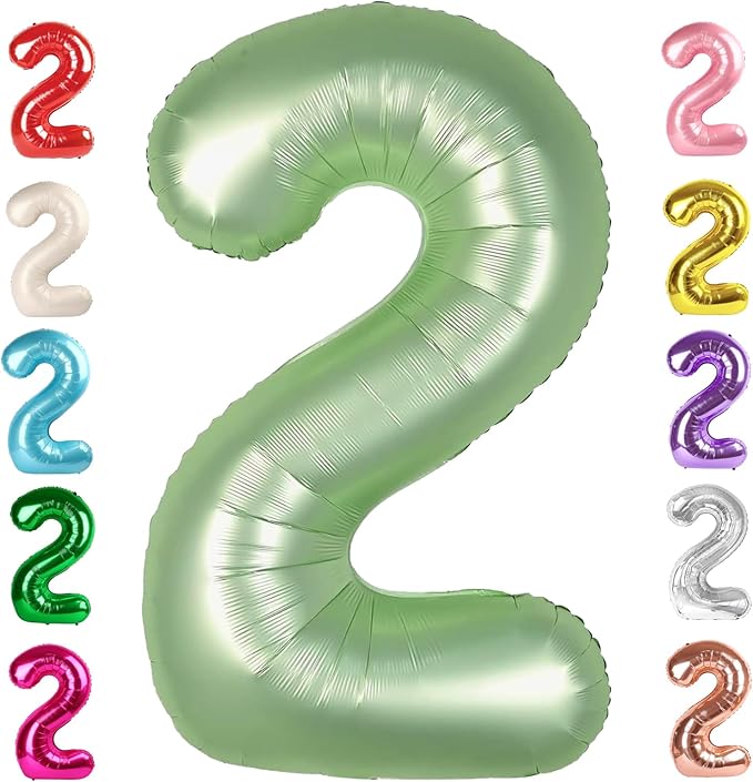 2 Numbers Balloon 40 Inch Olive Green Two Balloon Number Birthday Decor, 2nd 12 21st Party Celebration Decorations Graduations Wedding Baby Shower