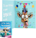 Funny Birthday Cards with Sound & Motion, Musical Shaking Giraffe Interactive Greeting Card for Women Men Kids, Happy Birthday Card with Envelope for Family Friends Coworker, 5.9 x 7.9 in