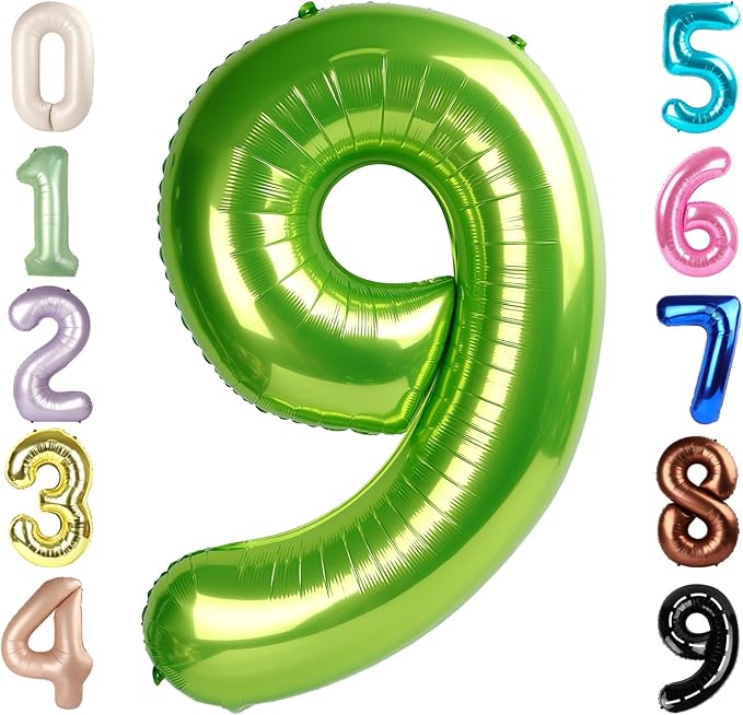 40 Inch Light Green Numbers 9 Balloon, Balloons Decorations for 9 19 90 Birthday Party, Engagement, Wedding, Graduations, Photo Shoot Supplies