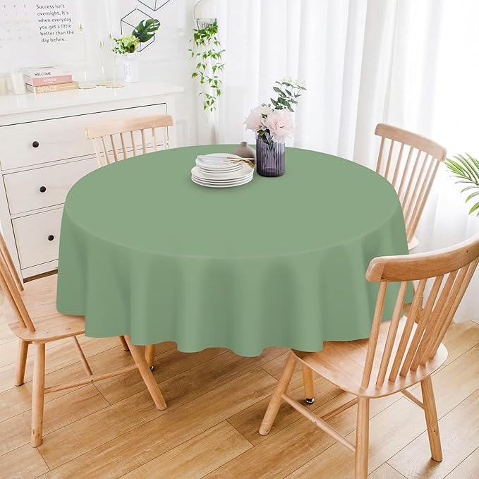 Mulbozy 12 Pack Sage Green Round Tablecloth, 84 Inches Plastic Table Cover, Premium Disposable Round Party Tablecloth for Restaurant Dinners, Wedding, Grad Party, BBQ, Outdoor Camping