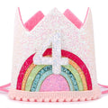 4 Year Old Girl Birthday Gifts 4th Birthday Decorations Four Year Old Girl Rainbow Birthday Hat Birthday Headband Princess Tiara Birthday Crown Birthday Accessories for Party Photo Props