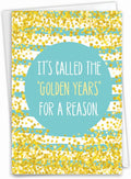 NobleWorks - Funny Happy Birthday Note Card with Envelope (4.63 x 6.75 Inch) - Bday Greeting Card for Women and Men - Congrats Bday Celebration Notecard - Golden Spelling C9570BDG