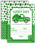 Lucky Day Truck with Clover Birthday St. Patrick’s Day Party Invitations, 20 5x7 Fill In Cards with Twenty White Envelopes by AmandaCreation