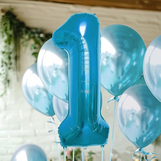 40 Inch Large Blue Number Celebration and Decoration Balloon for Birthday Parties, Graduations, Anniversaries, Weddings, Photo Shoots, Special Events - Helium Foil Mylar (Blue Number 1)