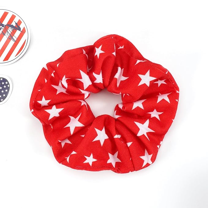 USA American Flag Hair Scrunchies for Women Girls Independence Day Patriotic Red White Blue Hair Ties 4th of July Hair Tie Elastic Festival Ponytail Holder Hair Accessories Gifts ﻿
