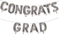 KALOR 16 Inch Silver Congrats Grad Banner Balloons, Silver Congrats Grad Letters Sign, Graduation Decorations 2026 for Graduation Party Decorations 2026