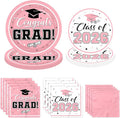 Graduation Party Plates and Napkins Pink Class of 2026 Grad Congrats Party Supplies Disposable Dessert Paper Plates Cocktail Napkins forGraduation Party Decorations,Serve 50