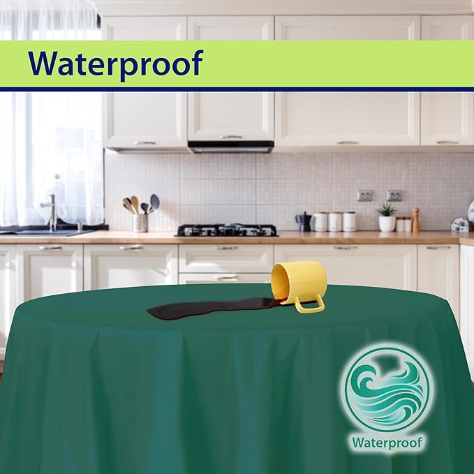 Green Disposable Plastic Tablecloth for Round Tables (36 Pack) Table Cloths for Parties, Events & Weddings, Indoors & Outdoors, 84 inches, Plastic Table Cover