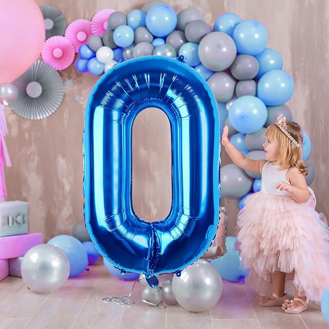 Number Balloons 40 Inch Blue Number 0 Balloon Large Helium Foil Mylar Balloons For Birthdays Party Decorations/Wedding/Anniversary/Graduations/Baby Shower