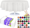 Grandipity Brand Round White Plastic 84" Disposable Tablecloth (12 Pack), Party & Event Decorative Cover