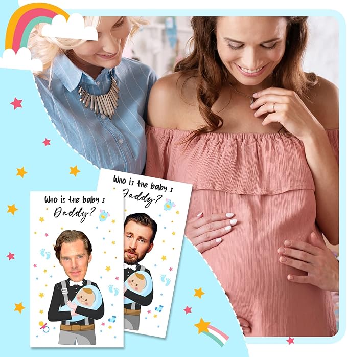 Funny Baby Shower Scratch Off Game Cards, Scratch Off Lottery Ticket Raffle, Great Party Icebreak Game Ideas for Baby Shower, who is The Baby's Daddy, Party Decor 40 Card, Black