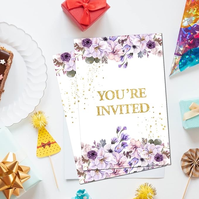 Soiceu Floral Surprise Birthday Party Invitations with Envelopes Set of 20 Pink Gold It's a Surprise Birthday Party Invites for Women