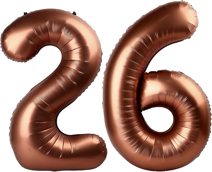 40 Inch Dark Brown Balloon Number 26,Chocolate Jumbo Mylar Foil Helium Balloon for 26th Digital Balloons for Birthday Party,Wedding Anniversary Party Decorations