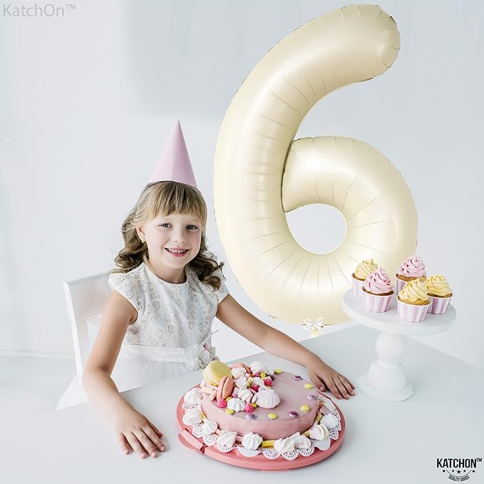KatchOn, Cream Number 1 Balloons for 1st Birthday - Giant 40 Inch | One Balloon for First Decoration | 1 Balloon Number For The Big One Birthday Decorations | 1st Happy Anniversary Decorations