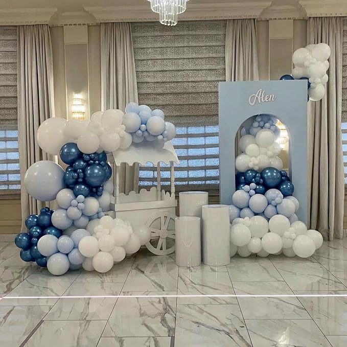 Royal Blue Gold White Balloons, 60Pcs 12Inch Navy Blue and Gold Balloons with Metallic Gold Confetti Balloon for Wedding Graduation Baby Shower Birthday Decorations