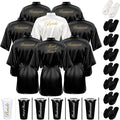 Bonuci 24 Pcs Bridesmaid Bride Robes Set of 8 Bridal Satin Robes Fluffy Slippers Drinking Cups for Wedding Bachelorette Party