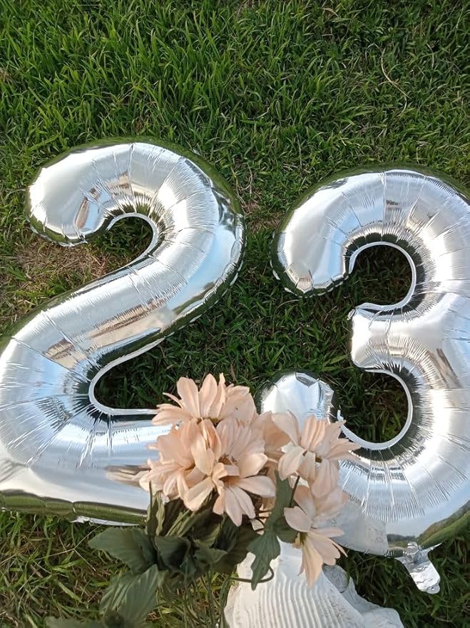 Numbers 40 Inch Balloon, Large Silver Number 13 Balloon Party Decorations for 1 3 31 Birthday Memorial Day, Foil Balloon for Outdoor & Indoor Wedding Supplies