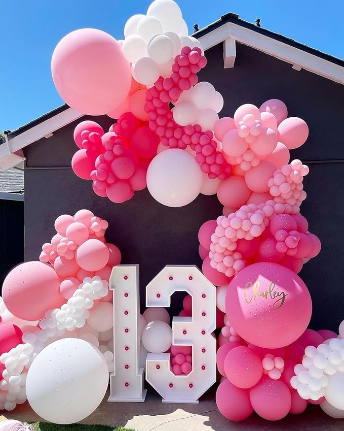 18 Inch Pink Large Balloons - 35Pcs Thick Pink Big Round Latex Party Balloons for Galentine's Day Valentine's Day Birthday Anniversary Baby Shower Wedding Engagement Themed Party Decorations