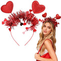 Valentines Headband with Red Heart Designs Sequin Heart Hair Accessories Shiny Red Tassel Head Bopper Romantic Valentines Headbands for Valentines Lover Party Hair Accessory Supplies 1pcs