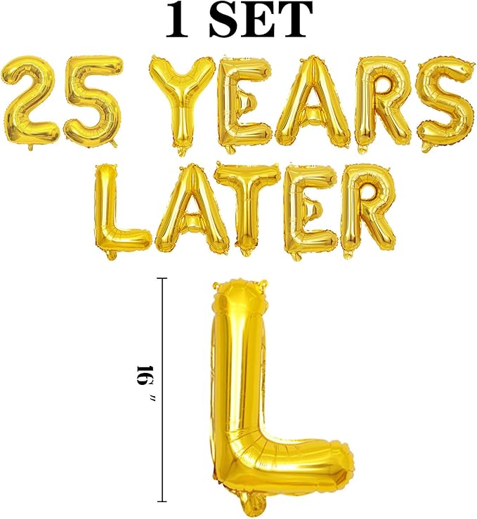 Gold 25 Years Later Letter Balloons 16in Balloon Foil Letter Decorations Party Decor Gold Letter Balloons 25 Years Later Party Supplies
