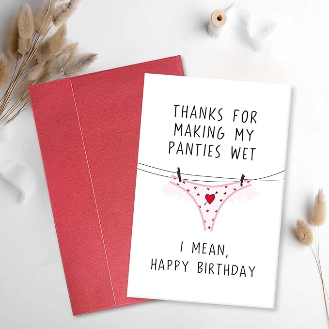 Raunchy Birthday Card for Boyfriend Husband, Funny Birthday Card from Wife Girlfriend, Adult Humor Bday Gift for Man Him