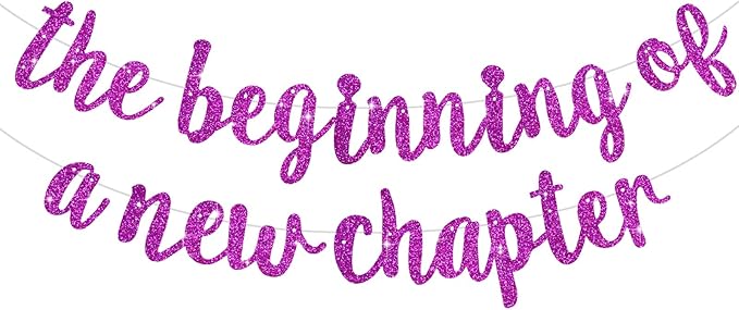 BEISHIDA Glitter Purple The Beginning of A New Chapter Banner, Farewell party decorations,Graduation Sign 2026 Banner,Happy retirement Supplies,Going away party Sign Garland,Graduation banner