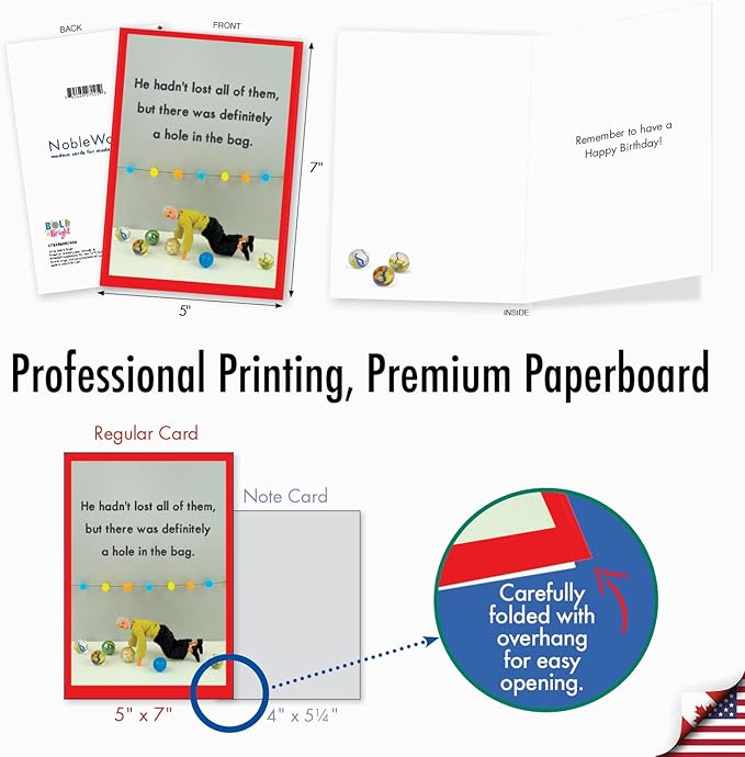 NobleWorks Hysterical Birthday Greeting Card with 5 x 7 Inch Envelope (1 Card) Lost Marbles C7858BDG