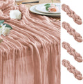 Wokceer Cheesecloth Table Runner 4Pack 10FT Dusty Pink Boho Gauze Fall Christmas Cheese Cloth Table Runner for Party Easter Rustic Sheer Table Runners for Baby Bridal Shower Wedding
