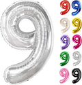 Silver Number 9 Balloon 40 Inch, 9 Balloon Number, 9th Birthday Decorations, Silver Party Supplies for Boys Girls