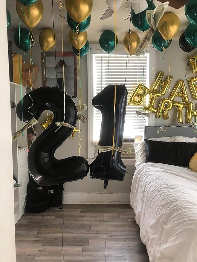 Number 12 Balloons, Balloons for Man Woman 12th Black Birthday Party Decoration, 40 Inch Foil Number Ballon for 12, 21 Anniversary, Bridal Shower, Graduation, Halloween, New Year