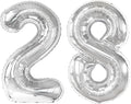 Silver Foil Number 28 Balloon 40 Inch, Helium Mylar Eight Number 28 82 Birthday Balloons, 28th Silver Women Men Wedding Anniversary, Graduations Party Supplies